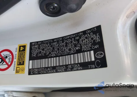 2013 Lexus Es 350 z USA, uszkodzony, nr VIN JTHBK1GG1D2072801